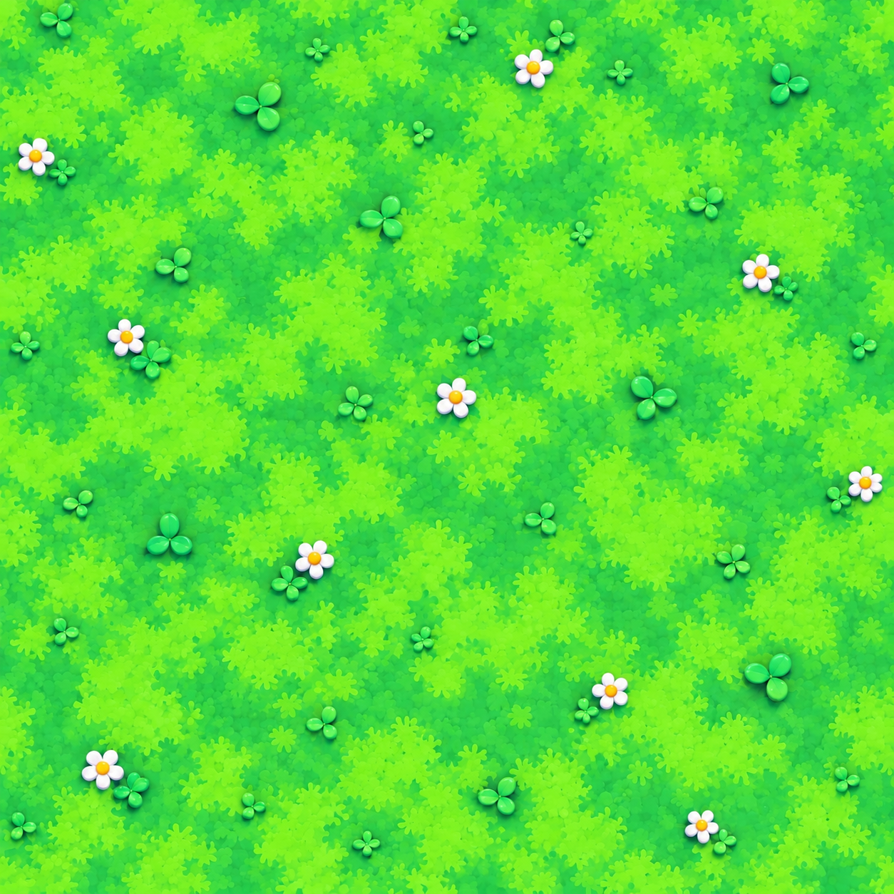 Bright Green Clover and White Flower Pattern Texture preview showing a stylized foliage texture