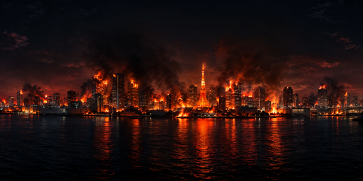Smoky Orange Night Skyline HDRI Sphere preview showing a 360-degree HDRI environment sphere