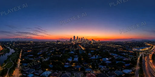 City Beltway Sunset HDRI Sphere preview showing a 360-degree HDRI environment sphere