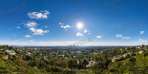 Sunny Hillside City HDRI Sphere preview showing a 360-degree HDRI environment sphere