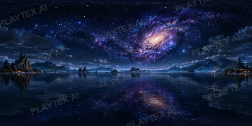 Indigo Galaxy Lake Night HDRI Sphere preview showing a 360-degree HDRI environment sphere