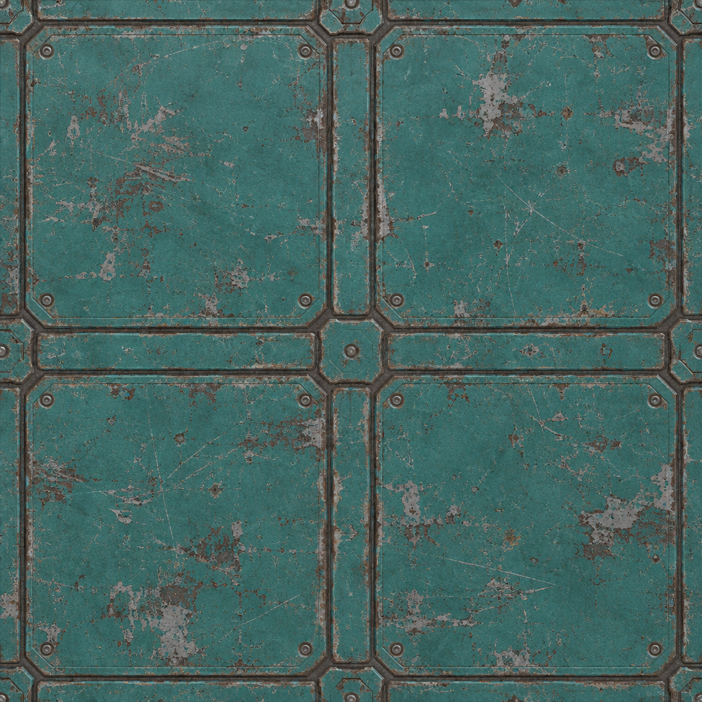 Chipped Turquoise Beveled Sci-Fi Panel Texture preview showing a worn sci-fi texture