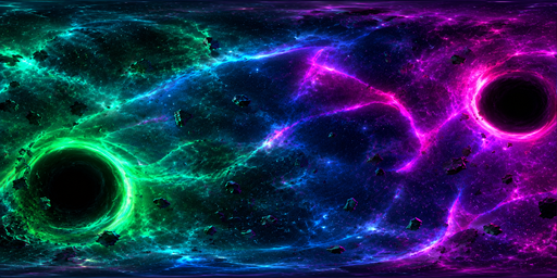 Emerald And Magenta Deep-space Vortex HDRI Sphere preview showing a 360-degree HDRI environment sphere