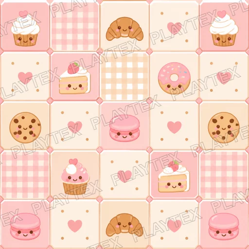 Kawaii Tile Bakery Flat Cartoon Texture