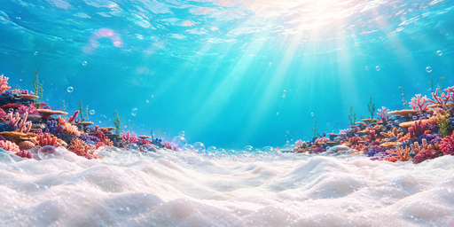 Clear-aqua Sunbeam Coral Shelf HDRI Sphere preview showing a 360-degree HDRI environment sphere