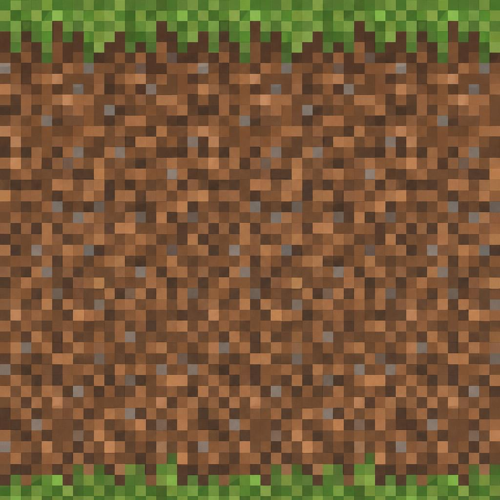 Pixel-Art Brown Soil with Green Turf Borders Texture preview showing a natural ground texture