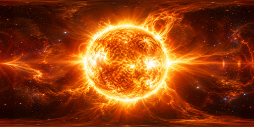 Fiery Orange Solar Corona In Dark Space HDRI Sphere preview showing a 360-degree HDRI environment sphere