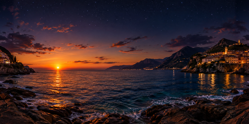 Orange Cove Sunset Under Deep Blue Clouds HDRI Sphere preview showing a 360-degree HDRI environment sphere