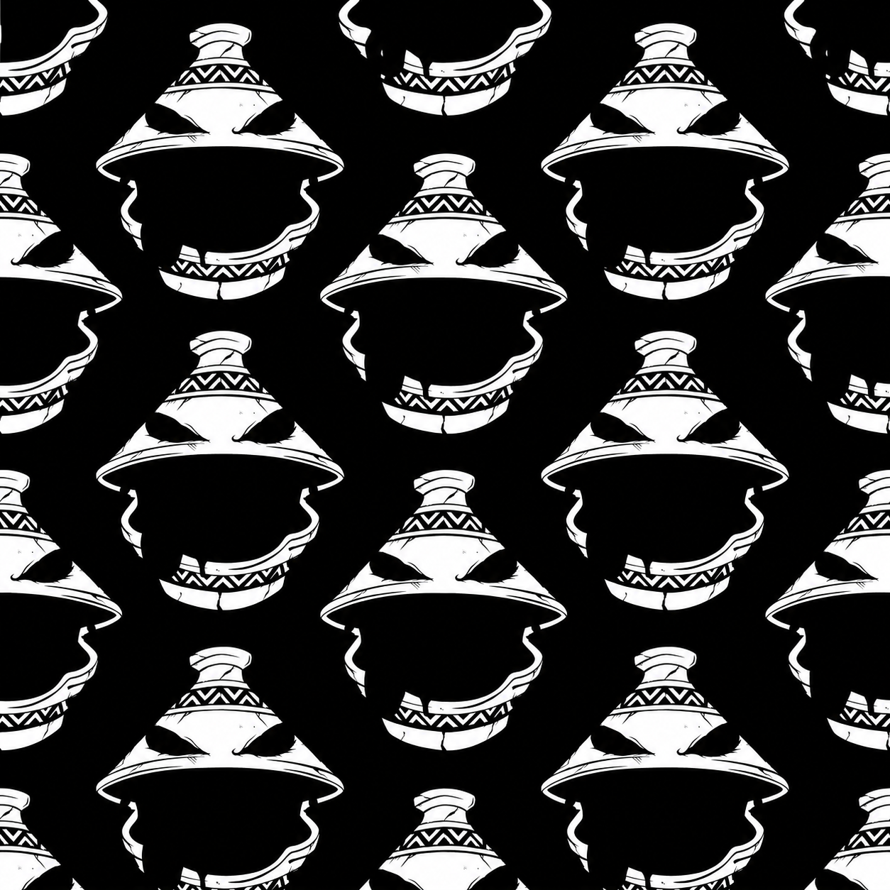 Large-Scale Black-and-White Illustrated Jar Print Surface Texture preview showing a surface other texture