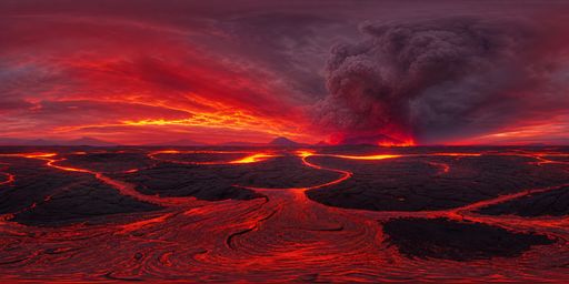 Crimson Volcanic Horizon Beneath Storm Clouds HDRI Sphere preview showing a 360-degree HDRI environment sphere
