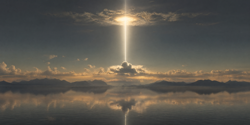 Golden Sky Column Over Hazy Mountain Clouds HDRI Sphere preview showing a 360-degree HDRI environment sphere
