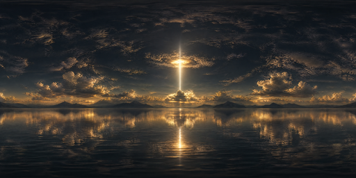 Dark Storm Canopy With Golden Horizon Beam HDRI Sphere preview showing a 360-degree HDRI environment sphere