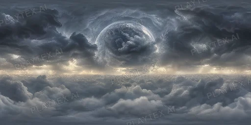 Blue Sky With Scattered Cumulus HDRI Sphere preview showing a 360-degree HDRI environment sphere