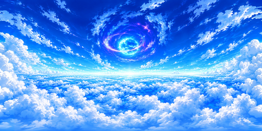 Blue Spiral Light, Bright Cloud-sea Day HDRI Sphere preview showing a 360-degree HDRI environment sphere