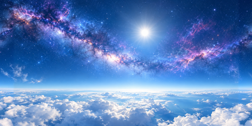 Celestial Night Starfield Above Bright White Cloud Sea HDRI Sphere preview showing a 360-degree HDRI environment sphere