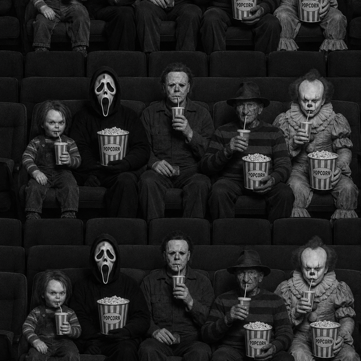 Monochrome Horror-Theater Crowd Repeat Texture preview showing a industrial other texture