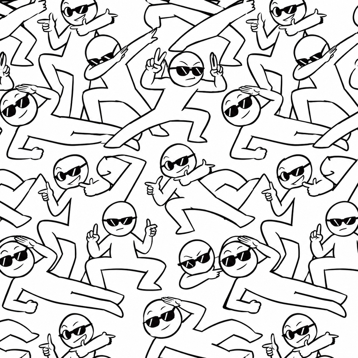 Black-and-White Sunglasses Doodle Repeat Texture preview showing a surface ground texture