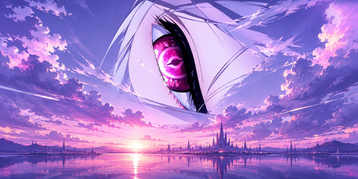 Anime Portrait And Pink City Sunset HDRI Sphere preview showing a 360-degree HDRI environment sphere