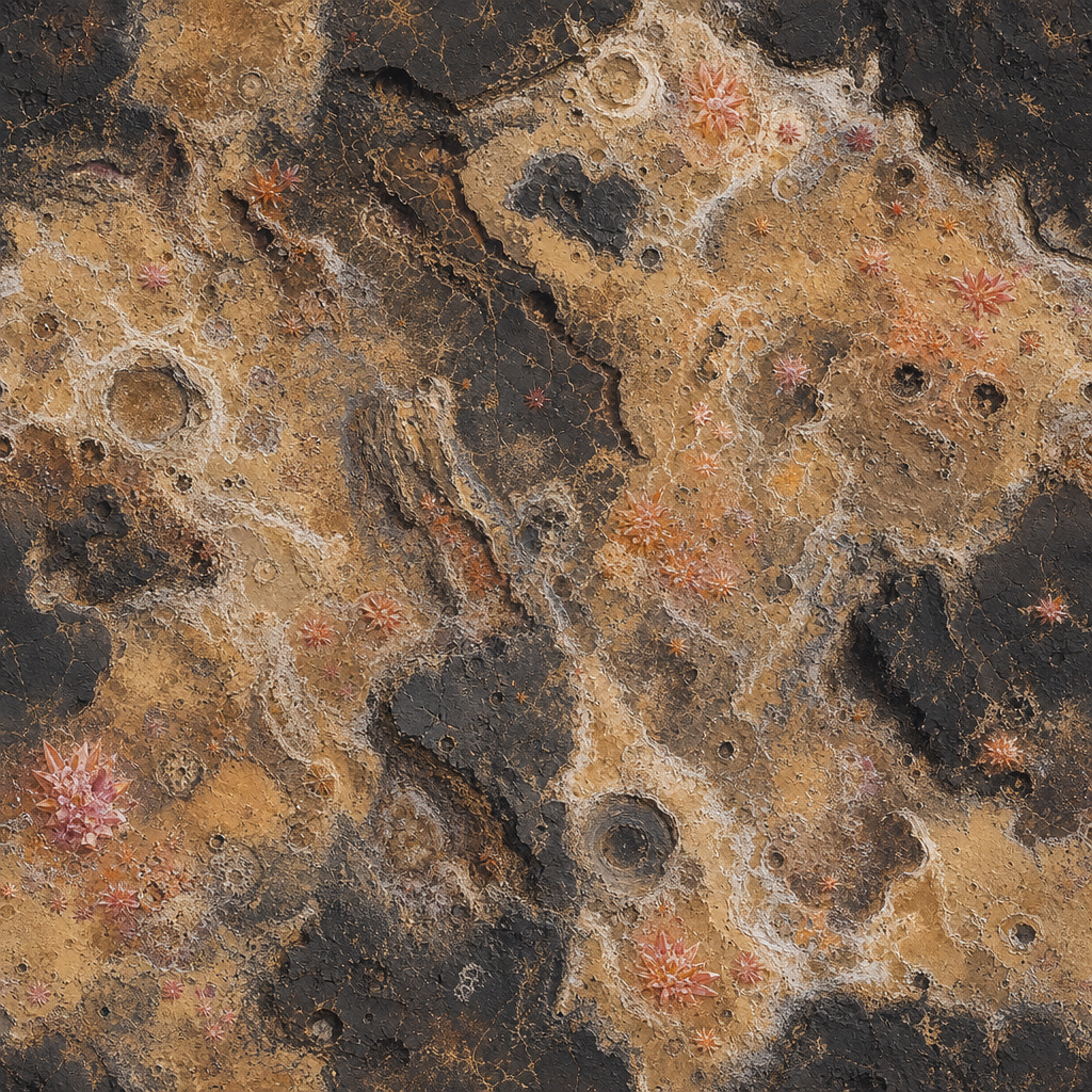 Ochre, Charcoal and Rust Pitted Stone Texture preview showing a worn stone texture