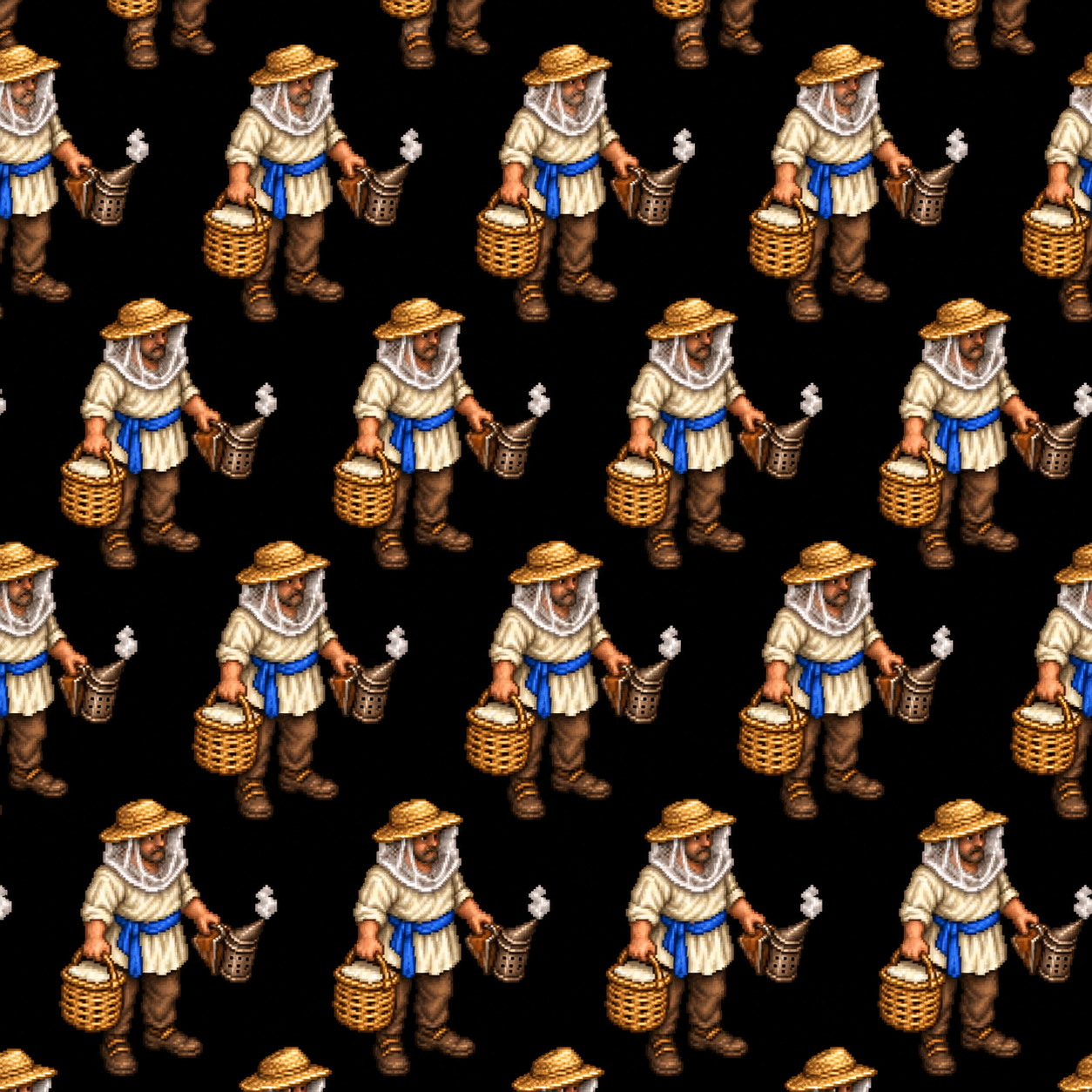 Pixel-Art Straw-Hat Worker Sprite Sheet Texture preview showing a stylized other texture