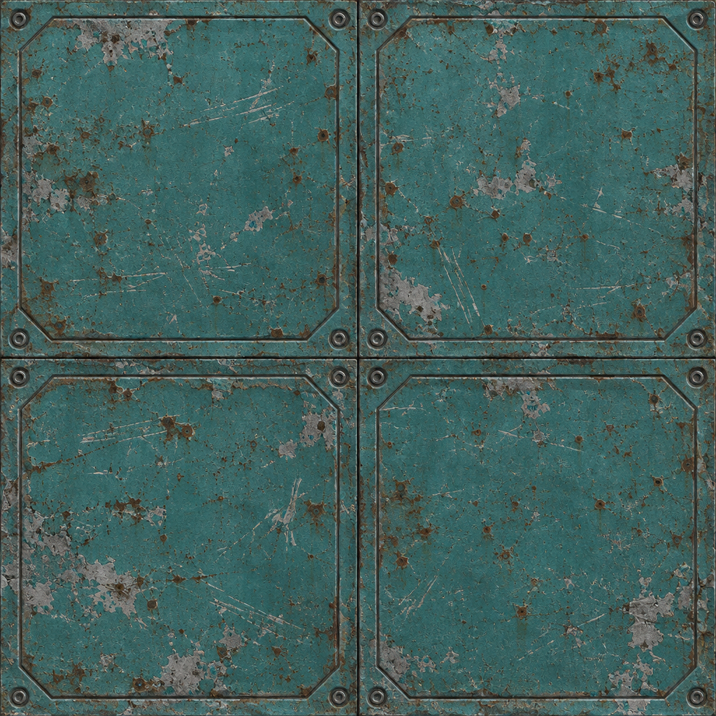 Weathered Teal Clipped-Corner Sci-Fi Panel Texture preview showing a worn sci-fi texture