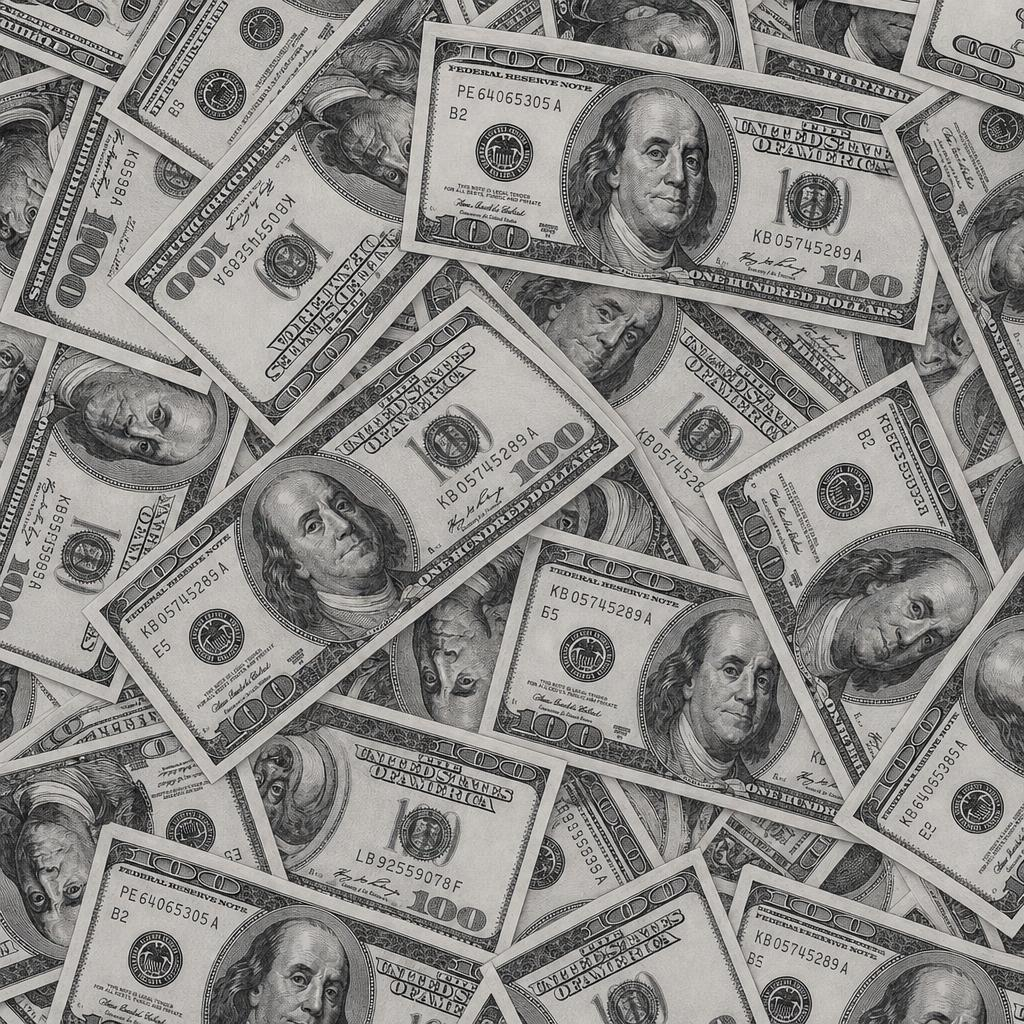 Grayscale Overlapping US Dollar Bill Collage Texture preview showing a natural stone texture