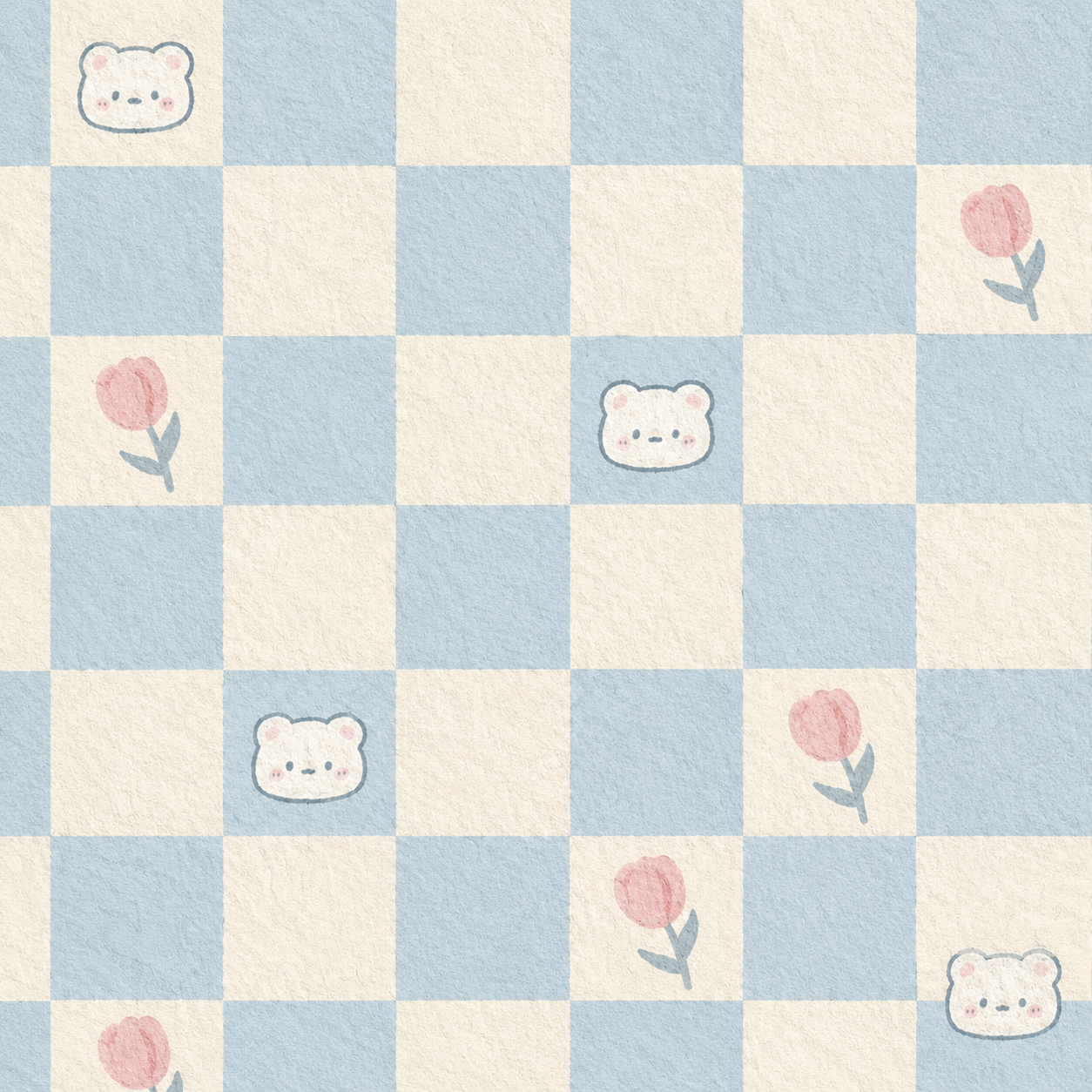 Pale Blue Bear and Tulip Gingham Print Texture preview showing a industrial ground texture