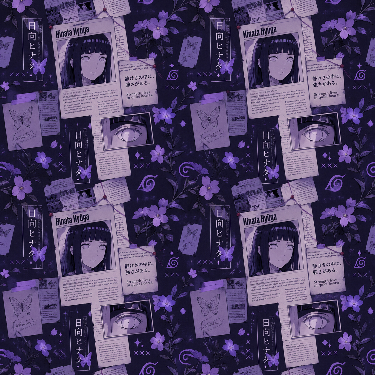 Deep Violet Manga Collage Floral Print Texture preview showing a stylized other texture