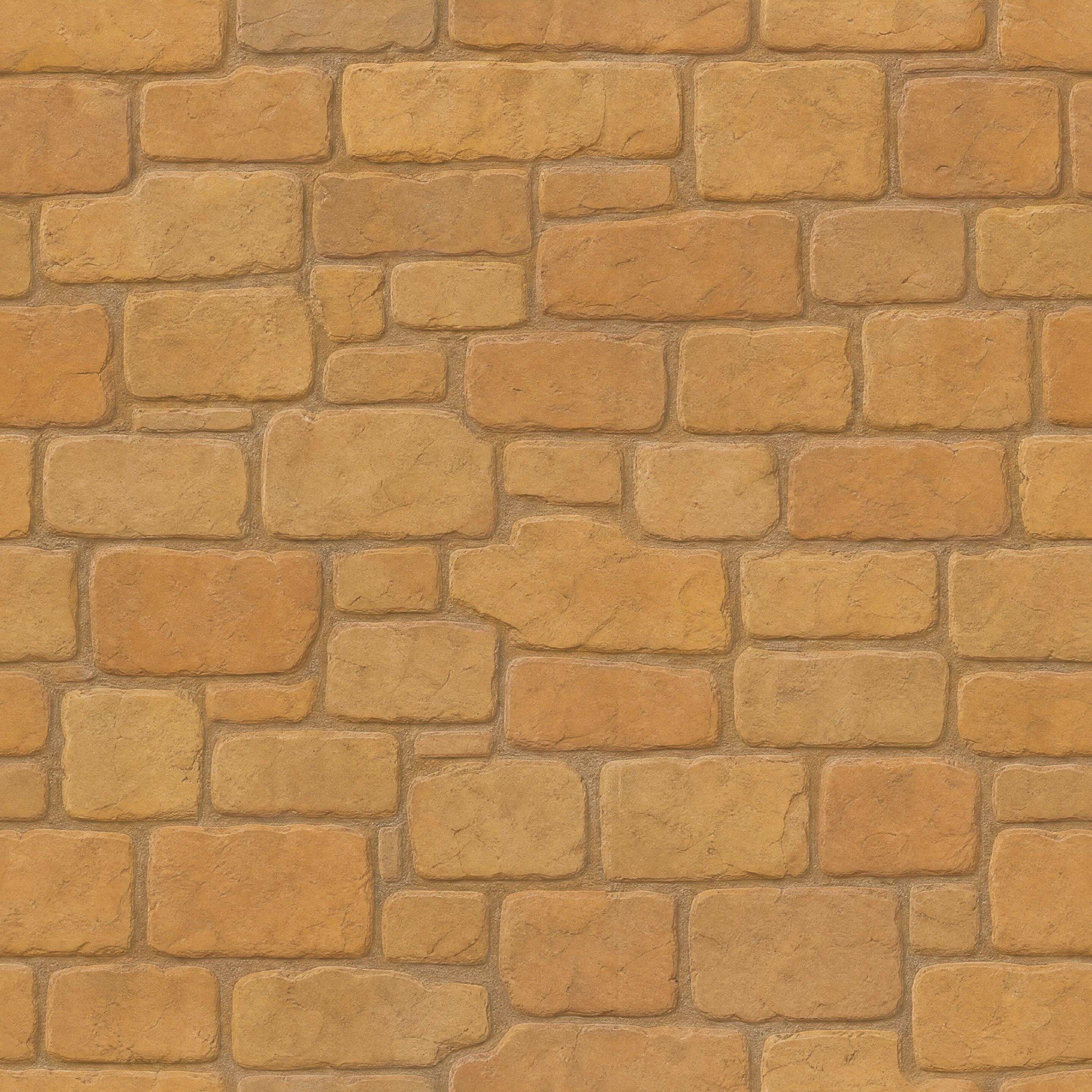 Warm Ochre Rectangular Fieldstone Wall Texture