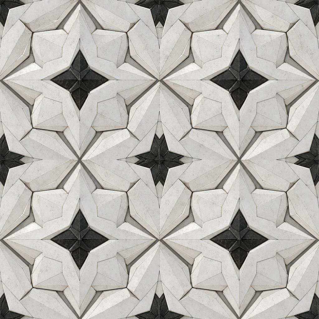 Ivory Stone-Look Faceted Star Tile Texture preview showing a natural stone texture