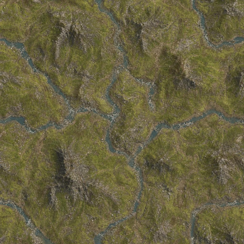 Olive Gray Terrain with Branching Blue Channels Texture preview showing a surface ground texture
