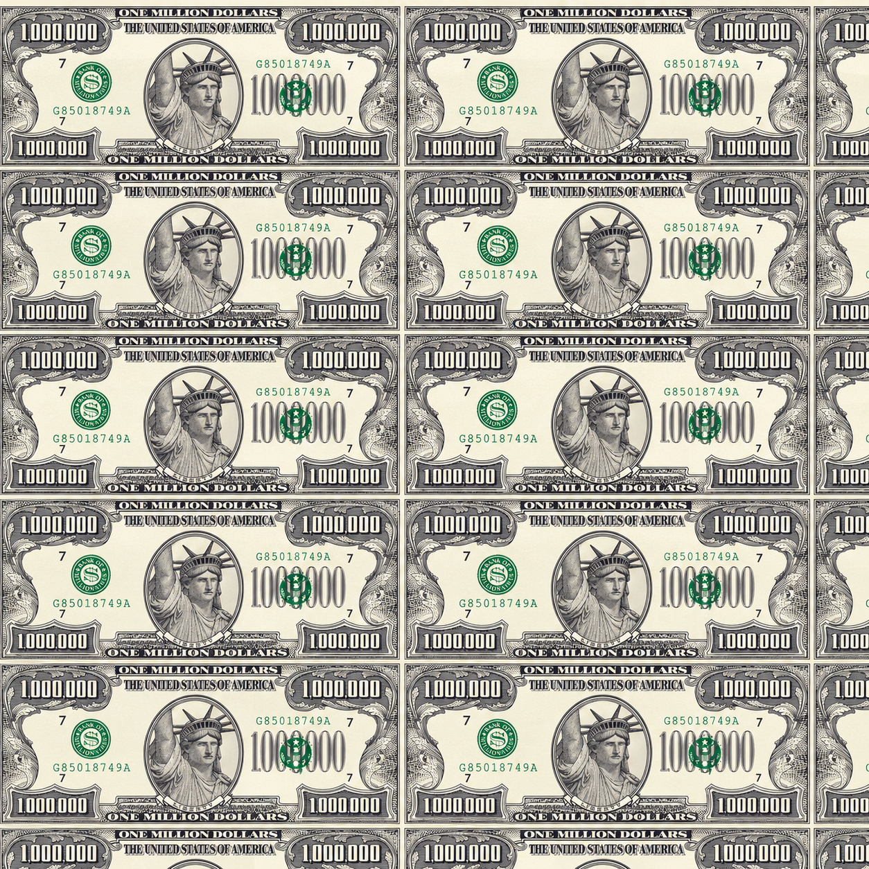 Cream Engraved-Style Note Print with Green Seals and Repeating Frames preview showing a stylized other texture