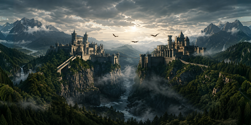 Misty Green Castle Valley Beneath An Overcast Gray Day Sky HDRI Sphere preview showing a 360-degree HDRI environment sphere