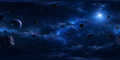 Deep Blue Nebula With Scattered Planets HDRI Sphere preview showing a 360-degree HDRI environment sphere