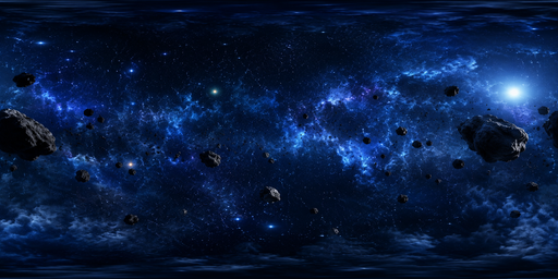 Cobalt Nebula And Floating Asteroids HDRI Sphere preview showing a 360-degree HDRI environment sphere