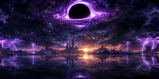 Purple Lightning Storm Over Dusk City Vortex HDRI Sphere preview showing a 360-degree HDRI environment sphere