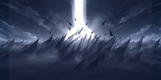 Nighttime Blue-gray Storm Peaks With White Light Column HDRI Sphere preview showing a 360-degree HDRI environment sphere