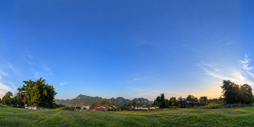 Green Fields, Clear-day Mountain-horizon HDRI Sphere preview showing a 360-degree HDRI environment sphere