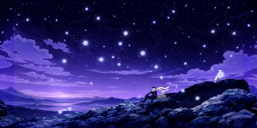 Purple-cloud Starry Night Rocky Valley HDRI Sphere preview showing a 360-degree HDRI environment sphere