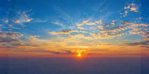 Fine Gold Clouds Over A Coral Sunset Horizon HDRI Sphere preview showing a 360-degree HDRI environment sphere