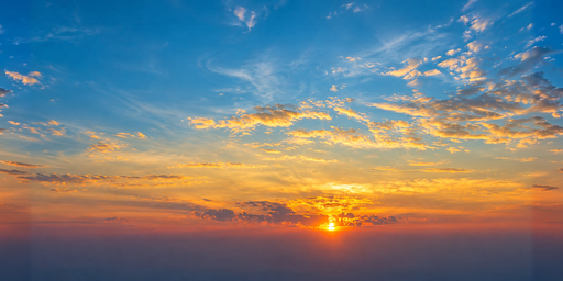 Amber Cloud Banks Above A Blue Open Horizon At Sunset HDRI Sphere preview showing a 360-degree HDRI environment sphere