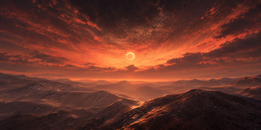 Orange Eclipse Over Smoky Mountain Desert HDRI Sphere preview showing a 360-degree HDRI environment sphere
