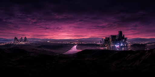 Magenta Cloud Twilight River City HDRI Sphere preview showing a 360-degree HDRI environment sphere