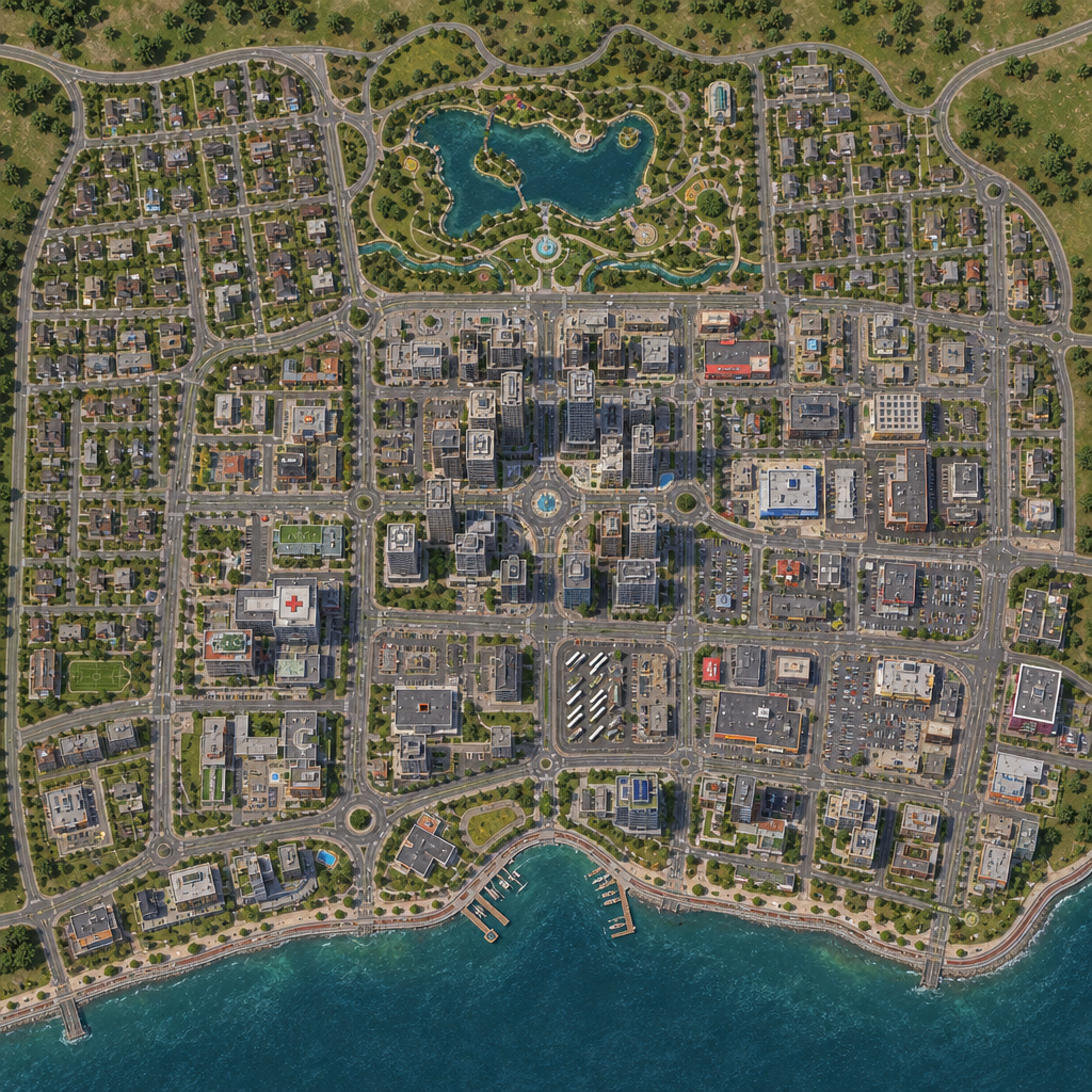 Blue-Water Coastal City Plan Texture preview showing a stylized ground texture