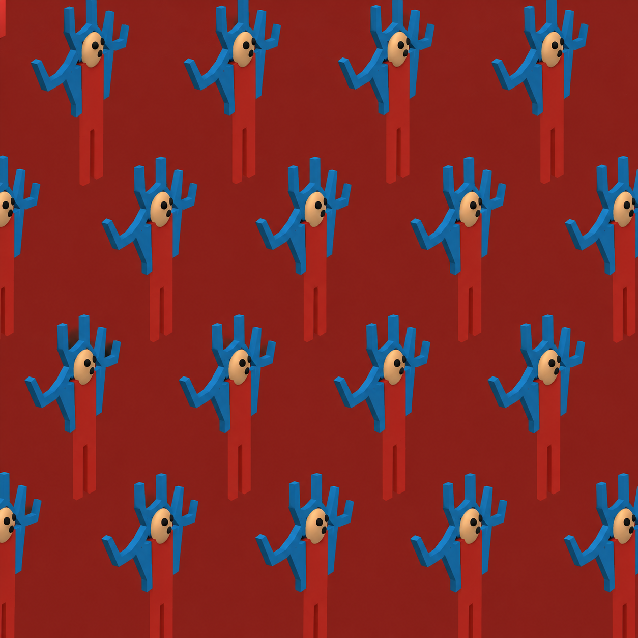 Red-Blue Repeating Character-Grid Graphic Texture preview showing a stylized other texture