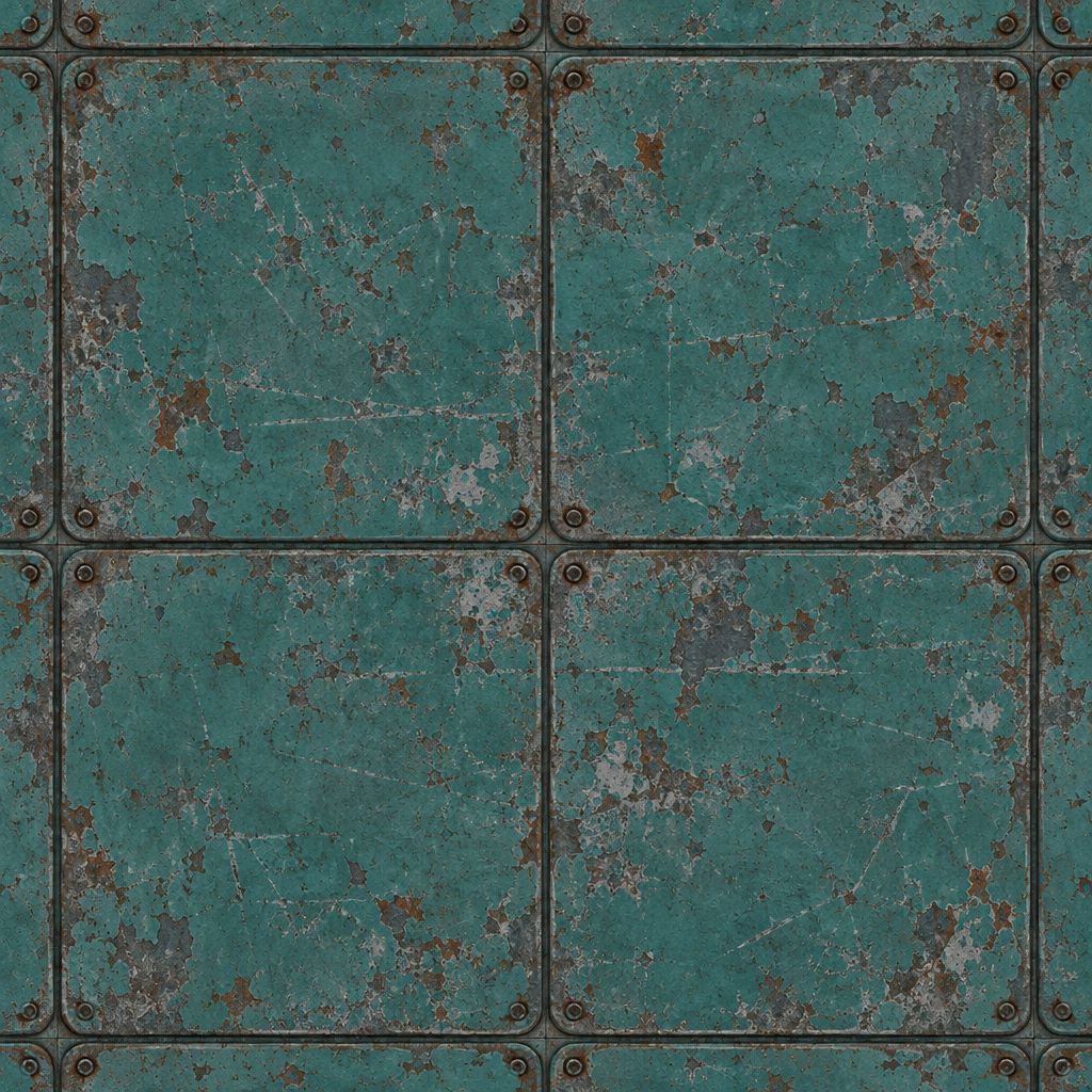 Worn Teal Bolted Sci-Fi Panel Texture preview showing a worn sci-fi texture