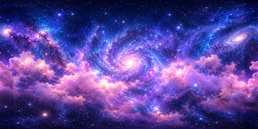 Violet Spiral Galaxies, Blue-pink Starfield HDRI Sphere preview showing a 360-degree HDRI environment sphere