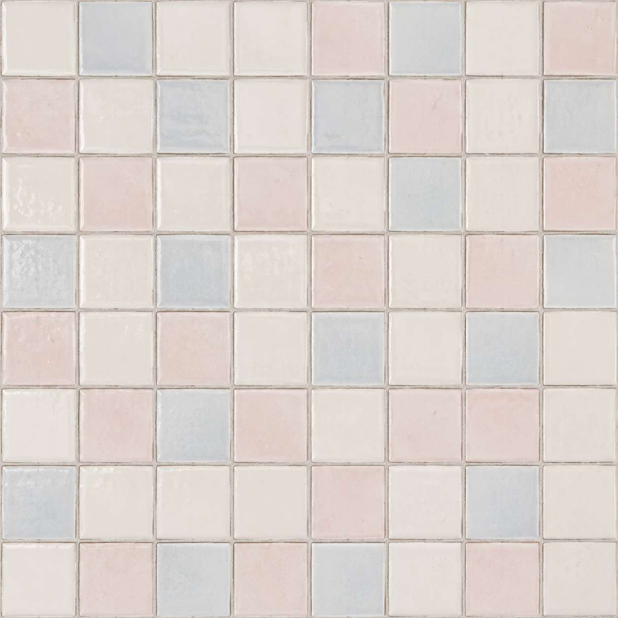 Pastel Pink and Blue Square Ceramic Tile Texture