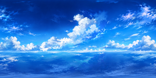 Deep Blue Day Sky With Broad White Cumulus Clouds HDRI Sphere preview showing a 360-degree HDRI environment sphere