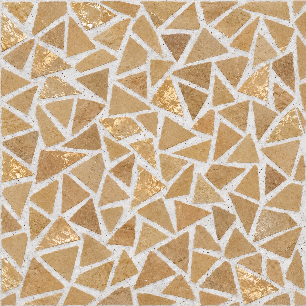Sand, Gold and Ivory Triangle Mosaic Tile Texture preview showing a natural ceramic texture